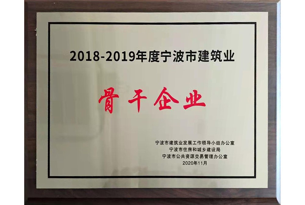 2018-2019年度寧波市建筑業(yè)骨干企業(yè)