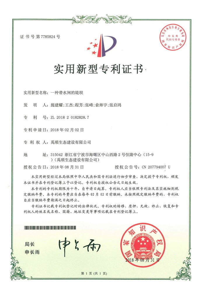 一種帶水閘的堤壩 一種帶水閘的堤壩